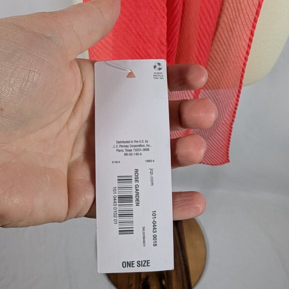 Liz Claiborne Semi Sheer Peach Orange Rectangle Scarf Festival 24 x 73 NEW NWT - Picture 4 of 10